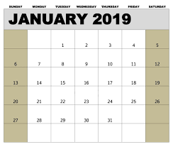 Editable January 2019 Calendar Template Januarycalendar January2019calendar Calendar2019 Deskcalend Excel Calendar Template Calendar Template Calendar Word