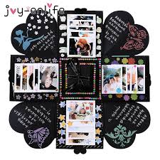 Video tutorial + picture instructions. Diy Surprise Love Explosion Box Gift Explosion For Anniversary Scrapbook Diy Photo Album Birthday Gift Wedding Gift Box Gift Bags Wrapping Supplies Aliexpress
