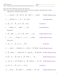 Then go back and balance the following chemical reactions and equations class 10 important questions with answers science chapter 1. Http Woboe Org Cms Lib8 Nj01912995 Centricity Domain 1184 Hw 20balance 20and 20classify 20ii 20answers Pdf
