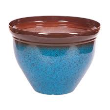 Perfect for weddings, proms, and other events Ceramic Look Planter 39 5cm 15 5in Mottled Blue Yougarden