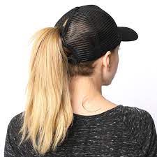 Ponytail Baseball Hat Black Ponycap Adjustable Trucker Messy High Bun Mesh Cap Womens Pony Tail Slot Hat Walmart Com Walmart Com