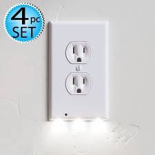 4 Wall Outlet Led Night Light Easy Snap On Outlet Cover Plate No Wires Battery White Star Led Night Light Wall Outlets Night Light