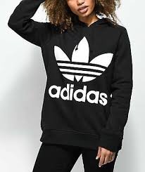 Adidas Black And White Women S Sweatshirt Adidas Trefoil Logo Black Hoodie Hoodies Womens Women Hoodies Sweatshirts Black Hoodie