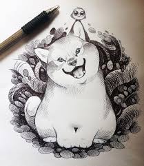 Marshmallow Woofer Made A Friend A Birb To Be Exact For Inktober2018 Day Three Have A Great Wednesday Every Line Art Drawings Art Art Drawings Sketches