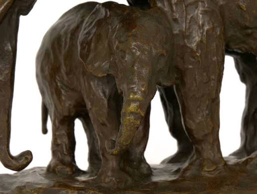 Elephant with its Young", bronze sculpture | Ary Jean Léon Bitter & Susse Freres