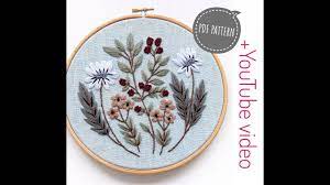 Easy embroidery tutorial by handiworks. Embroidery For Beginners Pattern Blue Flowers Youtube