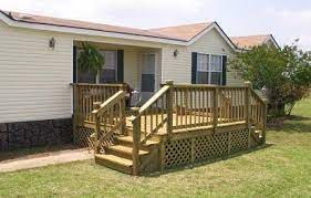 Mobile Home Deck With Double Staircase Mobile Home Deck Mobile Home Porch Front Porch Design