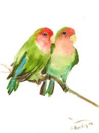 Lovebirds Original Watercolor Painting 12 X 9 In By Originalonly Pajaro De Acuarela Pinturas De Animales Pinturas De Aves