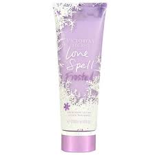 Top notes are peach, cherry blossom and red apple; Victoria S Secret Love Spell Frosted Body Lotion 236ml