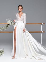 V Neck Floor Length A Line Long Sleeves Hall Wedding Dress Wedding Weddingdresses Cheapw Wedding Dress Sleeves Wedding Dress Guide Wedding Dress Long Sleeve