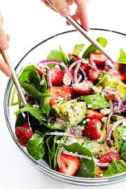 Initially thought of making strawberry pasta salad but then it just. Avocado Strawberry Spinach Salad With Poppyseed Vinaigrette Recipe
