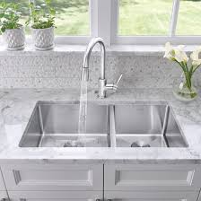 Scrub the sink gently to remove food and stains. Blanco Quatrus R15 Stainless Steel 33 L X 18 W Double Basin Undermount Kitchen Sink Wayfair Ca