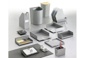 Consider the look of your office furniture when accessorizing. Pin By Asta On Among Concrete Office Table Accessories Home Office Accessories Modern Desk Accessories
