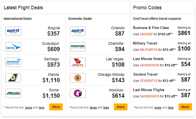 OneTravel Domestic Flight Deals