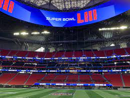 Just hours before the super bowl, espn's adam schefter broke. Super Bowl Liii Mercedes Benz Stadium Field Painted Up For Rams Pats