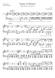 Focus your attention on differences in touch and attack: Game Of Thrones Fire And Ice Theme Piano Arrangement Sheet Music For Piano Piano Duo Musescore Com