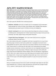 Sains ialah kajian secara sistematik berkenaan alam semulajadi tentang bagaimana ianya memberi kesan kepada kita dan juga persekitaran kita. Apa Itu Sains Sukan