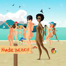 Mujeres Desnudas En La Costa. Grupo De Mujeres Que Se Bañan Y Se Baña En La  Playa Nudista. Planas Ilustración De Dibujos Animados Gente Tomando El Sol  En La Playa Privada Ilustraciones