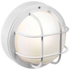 Find the best flush mount outdoor wall lights & sconces for your home in 2021 with the carefully curated selection available to shop at houzz. Newport Coastal 8 In White Outdoor Incandescent Round Nautical Flushmount With Grille 7971 04w The Home Depot Nautical Lighting Nautical Outdoor Lighting Bulkhead Lights