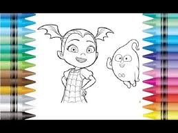 Vampirina vee hauntley is a vampire who moves in pennsylvania with her family , where she makes new friends who are humans: Disney Vampirina And Demi Coloring Pages Drawing For Kids And Children Youtube