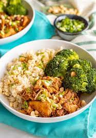 Honey Garlic Chicken Rice Bowls Recipe Honey Garlic Chicken Brown Rice Recipes Chicken Rice Bowls