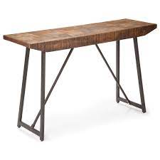 Oiahomy industrial sofa table console table 3 tier industrial rustic hallway entryway table easy assembly for entryway living room rustic brown by oiahomy 145 00 145. Steve Silver Walden Wd300s Rustic Industrial Sofa Table With Parquet Pattern Wood Top Dunk Bright Furniture Sofa Tables Consoles