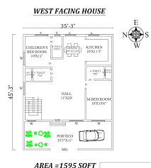 35 X45 Marvelous 2bhk West Facing House Plan As Per Vastu Shastra Autocad Dwg And Pdf File Details West Facing House 30x40 House Plans 30x50 House Plans