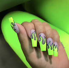 Acrylic nails are artificial nails that are applied on top of your natural nails. Pin By Yinet On Nailed Neon Acrylic Nails Drip Nails Fire Nails