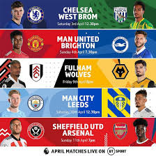 You can find the dates and times of the 380 premier league fixtures for the 2020/21 season below. Bt Sport S Premier League Tv Picks For April Bt Sport