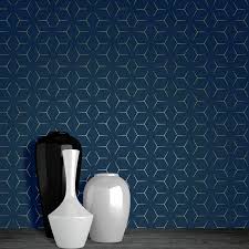 Metro Illusion Geometric Wallpaper Navy Blue Gold Wow005 World Of Wallpaper 3294270360019 Ebay Geometric Wallpaper Navy Geometric Wallpaper Blue Wallpaper Living Room