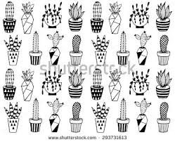 Black And White Cactus Wallpaper Scandinavian Stock Vectors Vector Clip Art Cactus Drawing How To Draw Hands Black And White Cartoon