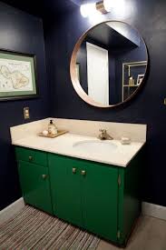 green bathroom, green vanity, bathroom
