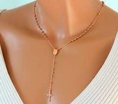 Rosary Necklace 18kt Gold Filled High Quality Cross Necklaces Black Gold Jewelry Gold Rosary Necklace Cross Jewelry
