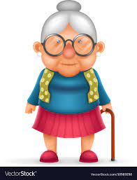 Granny old lady 3d realistic cartoon character Vector Image