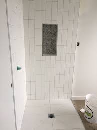 Vertical Subway Tile Double Offset With Hexagon Inset Brick Tiles Bathroom Master Shower Tile Bathroom Remodel Tile