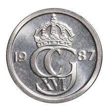 Sweden stamp, 1918, 10 ore with 7 ore surcharge, carmine see pictures. Alvin Sverige Carl Xvi Gustaf 10 Ore 1987 Eskilstuna