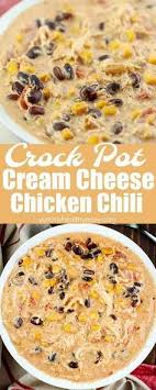 Throw This Crock Pot Cream Cheese Chicken Chili Recipe Into Your Slow Cooker In The Morning And You Ll H Crockpot Recipes Easy Recipes Chicken Crockpot Recipes
