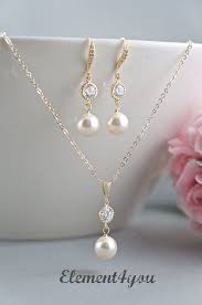Bridal Jewelry Set Bridesmaid Necklace Earrings Set Pearls Cubic Zirconia Cz Earrings Bridal Party Gift Delicate Gold Chain Maid Of Honor Bridal Jewelry Vintage Bridal Jewelry Pearl Sets Bridesmaid Jewelry Sets