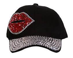 Paris Says Bling Rhinestone Red Lips Embellished Adjustable Baseball Cap Hat At Amazon Women S Clothing Store Women Hats Fashion Fancy Hats Trendy Hat