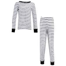 Hudson Baby Cotton Pajama Set, White Black Stripe
