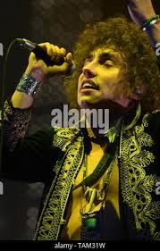 Singer Josh Kiszka is shown performing