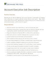 The role is a combination of sales or business development activities and customer relationship management. Account Executive Job Description