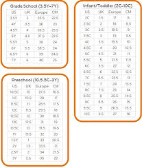 Youth Shoe Size Chart Sizing Chart Us Uk Europe