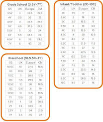 youth shoe size chart sizing chart us uk europe