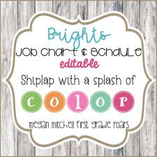 job chart class schedule with bright bunting and shiplap