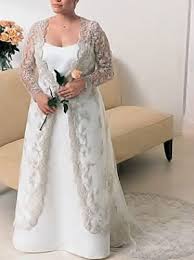 Alfred Angelo 1755 Ivory Satin Bridal Gown With Re Embroidered Lace Jacket And Ca Informal Wedding Dresses Wedding Dresses Plus Size Plus Size Wedding Gowns