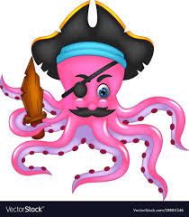Cute Pirate Octopus Cartoon Posing Bring Sword Vector Image On Mit Bildern