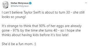 Stefan Molyneux Roasted For His Creepy Tweet About Taylor Swift S Eggs Taylor Swift Funny Tweets Memes