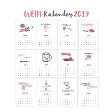 Laden sie die kalender mit feiertagen 2019 zum ausdrucken. Kalender 2019 Zum Ausdrucken Fur Weinliebhaber Klitzekleinedinge