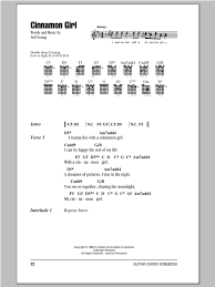 The chart gives an overview over some often used chords in the most common played keys. Cinnamon Girl Guitar Chords Lyrics Print Sheet Music Now